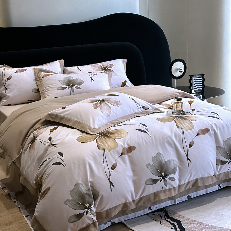 加厚全棉磨毛四件套精梳棉柔软大宽边工艺款秋冬保暖床上用品套件