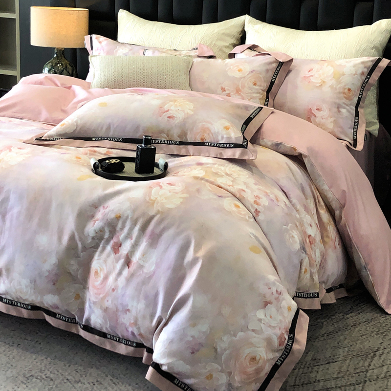 2025新款全棉生态磨毛四件套纯棉数码印花双飞边套件加厚保暖款