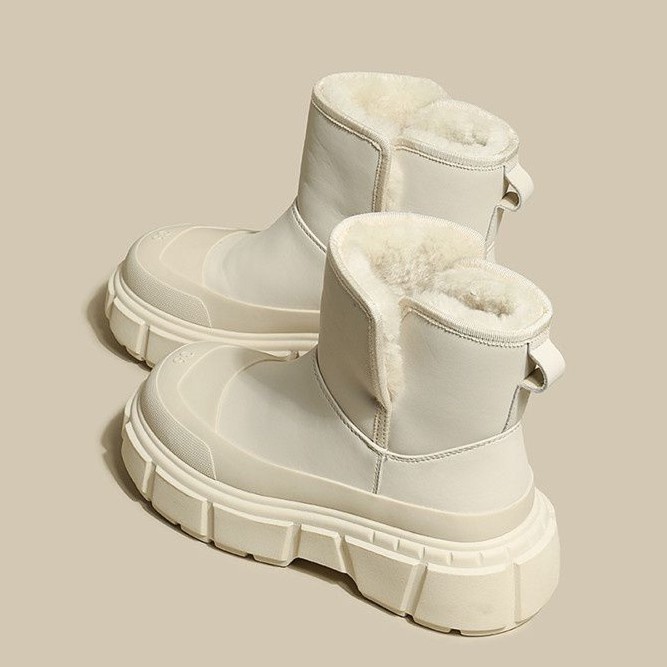 百丽纯爱女鞋厚底皮毛一体毛茸茸雪地靴女2023新款冬季加绒加厚百