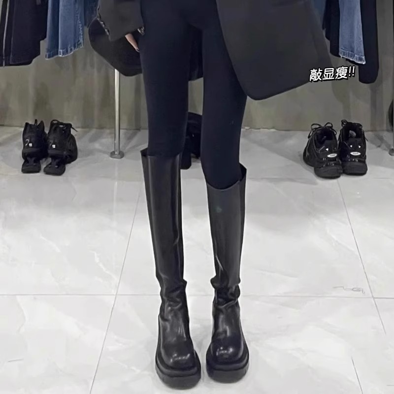 百丽纯爱香港爆款切尔西长靴女2023年新款秋冬超火长筒靴烟筒靴厚