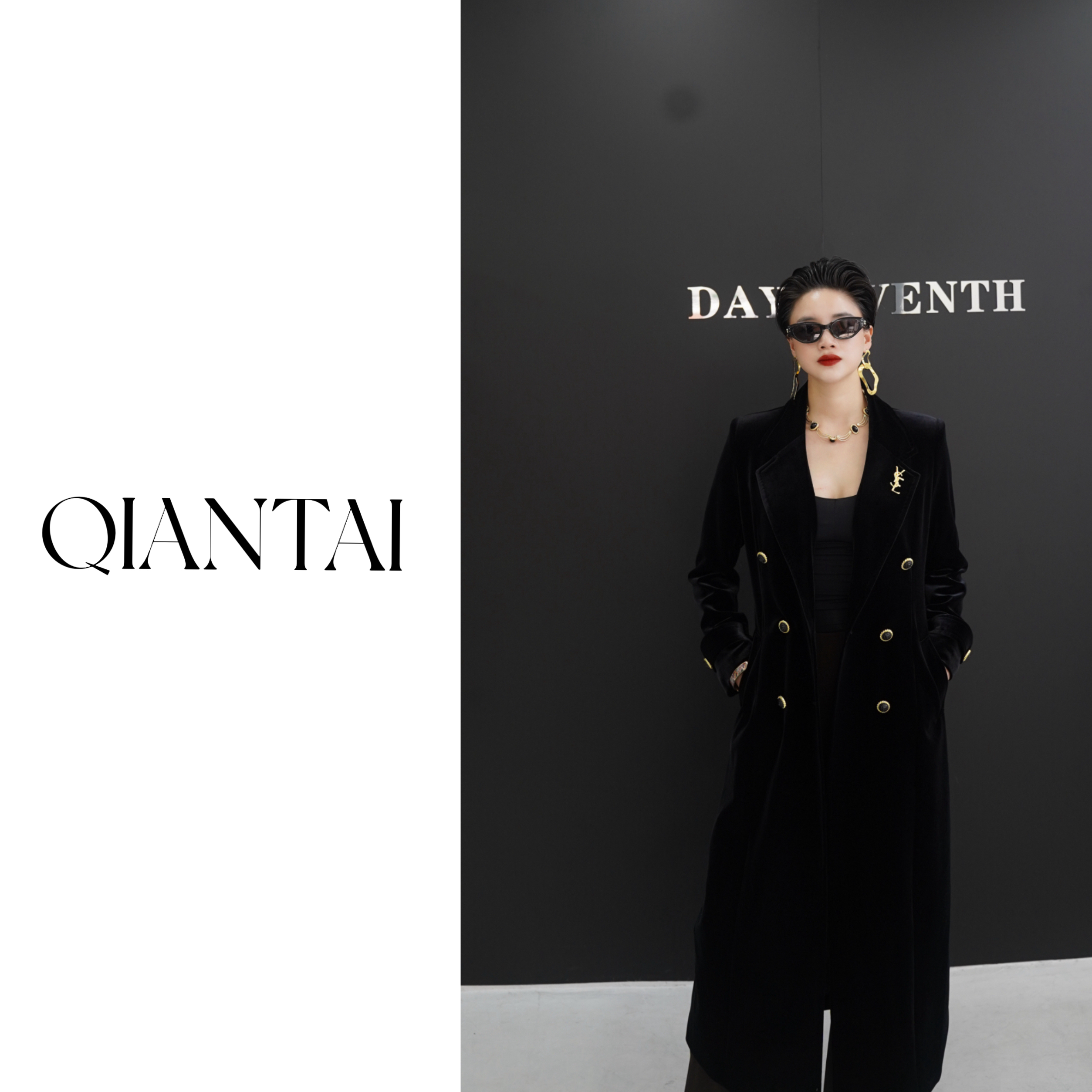 QIANTAI【暮色】显瘦气质轻奢设计师时尚百搭简约中长款大衣