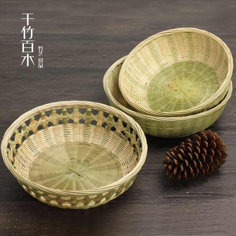 家用手工竹编篮盛馍馒头筐竹篮子厨房收纳藤编洗菜蓝水果沥水箩筐