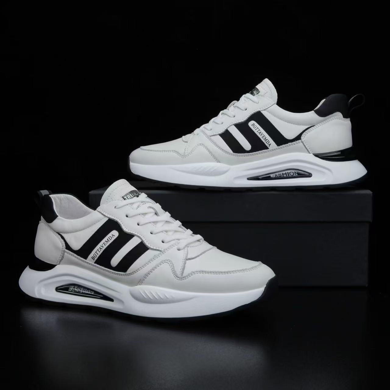 新款时尚潮流百搭真皮男士鞋舒适休闲运动潮鞋韩版软底低帮鞋988