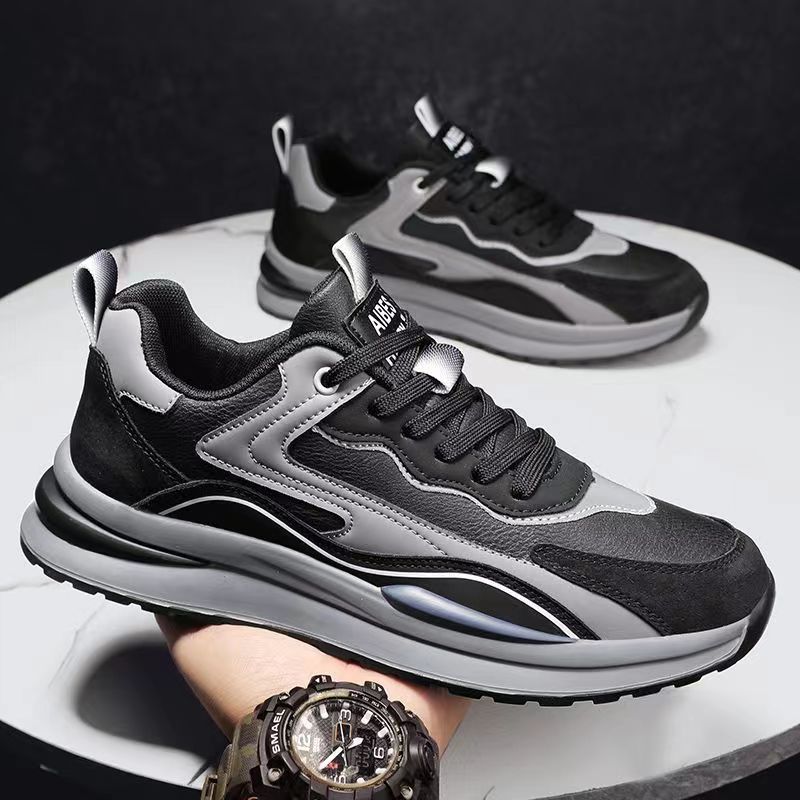 流行运动男鞋夏季新款春秋皮面防水防滑耐磨上班休闲户外时尚