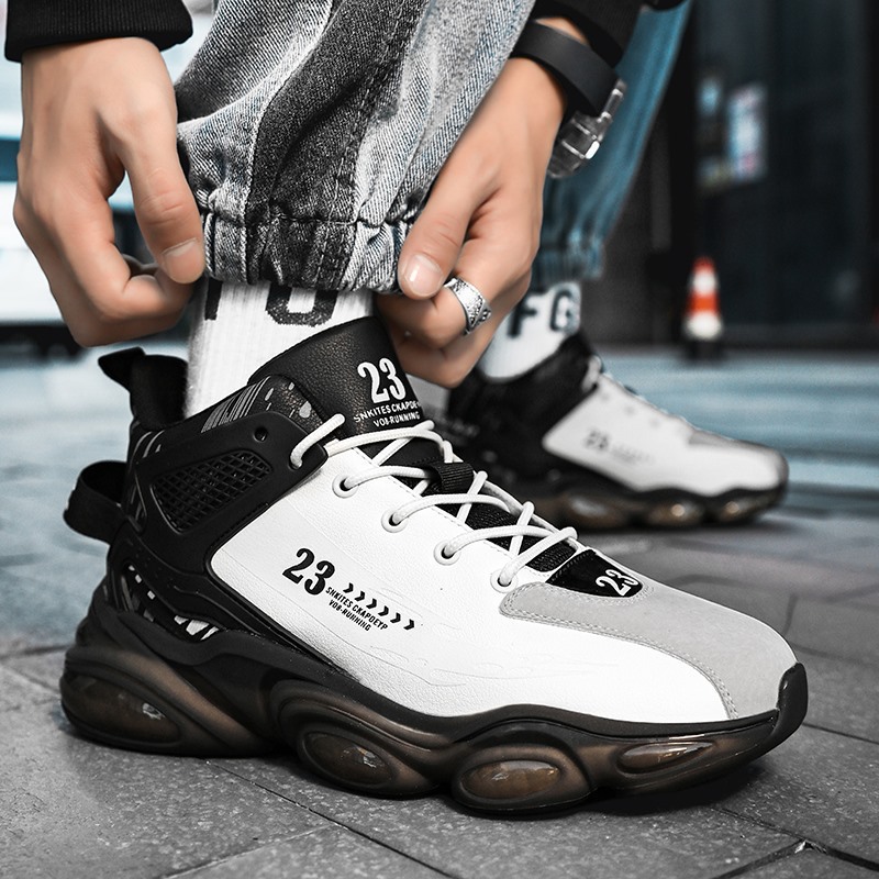 安踏流行秋季男鞋新款青少年高帮篮球运动鞋男士百搭休闲厚底老爹