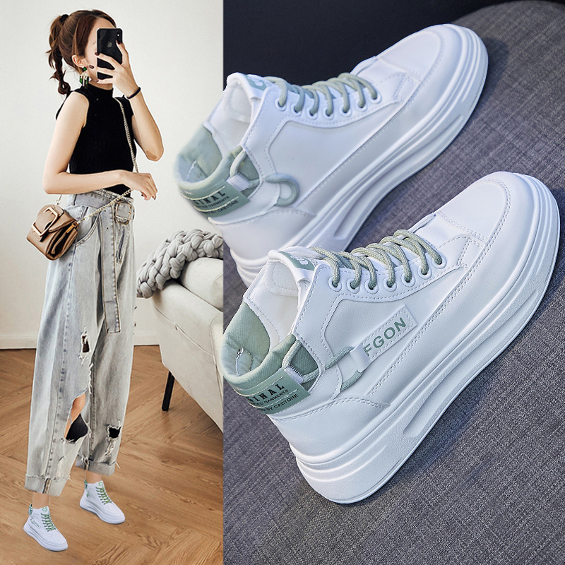 安踏流行韩版小白鞋女2023新款春季高帮运动板鞋潮网红学生休闲鞋