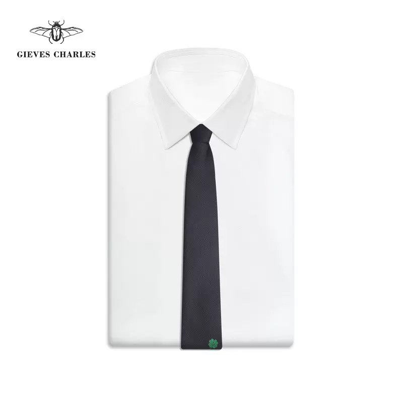 GIEVES CHARLES 意大利风格 幸运四叶草 桑蚕丝男士领带礼盒装