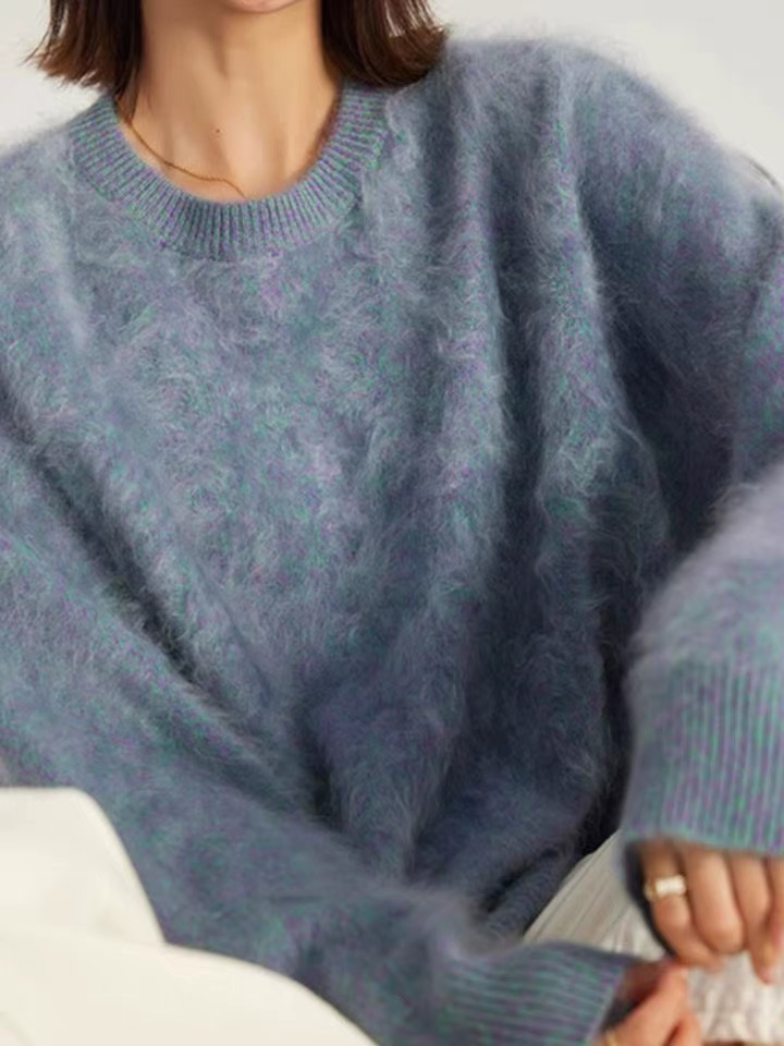 高奢尖货BI眼囤~康塞妮4股加厚100％纯山羊绒花纱拉绒圆领858