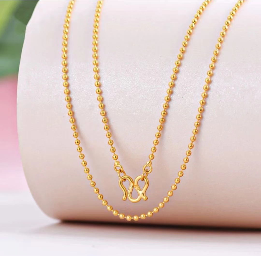 合金项链 圆珠卡4  情侣百搭  光珠光面  时尚简约 金色