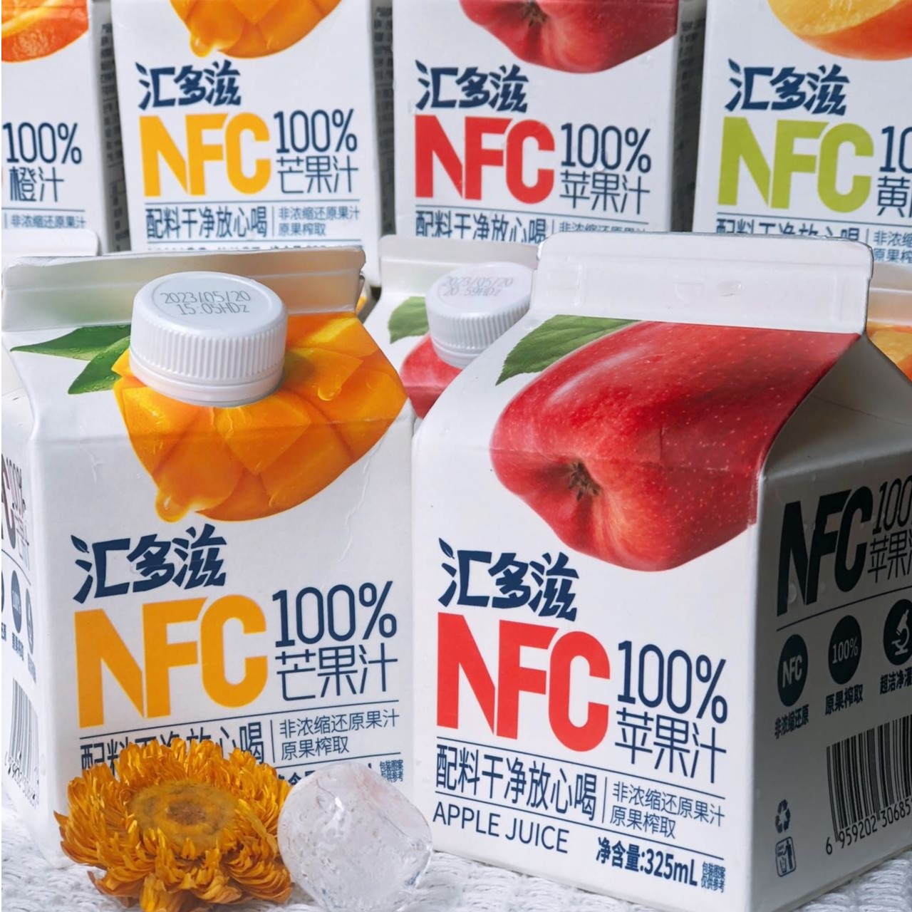 【热卖】325mlNFC原榨黄桃汁苹果汁芒果汁橙汁100%混合屋顶