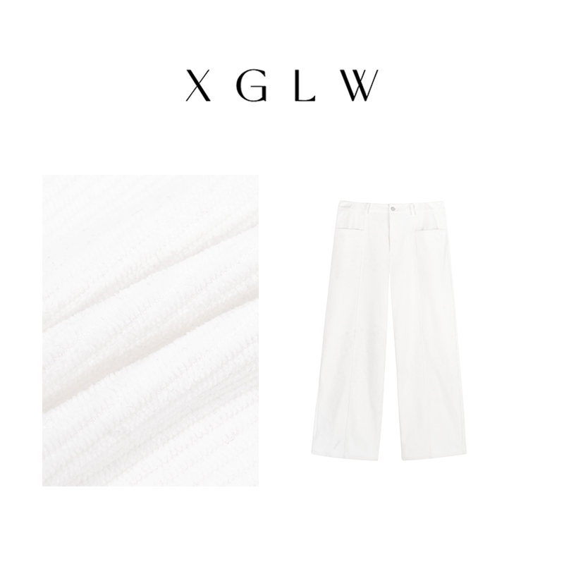 纯白茉莉~大码胖mm高腰显瘦百搭白直筒裤P4K0040