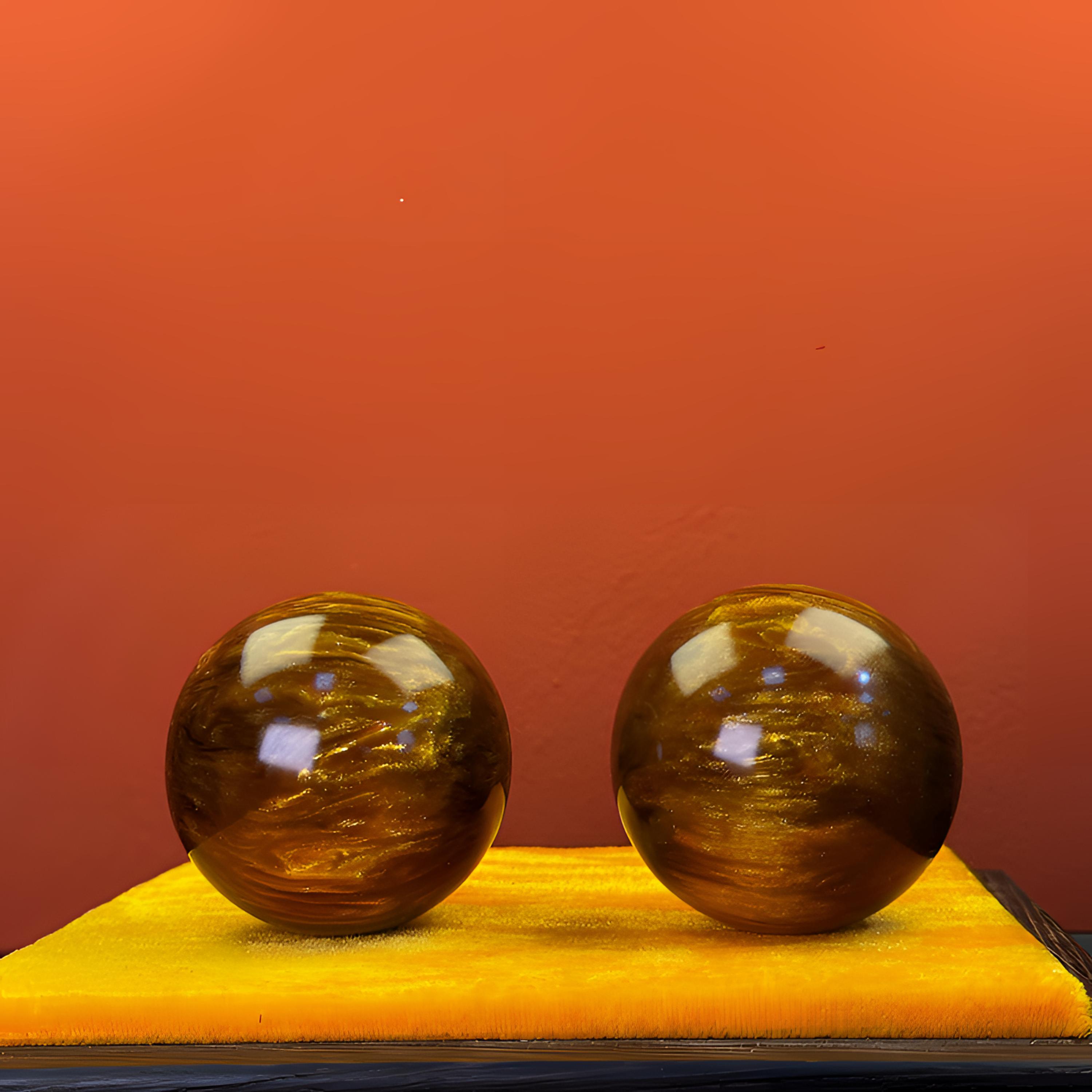 金丝楠木5.0大手球一对 