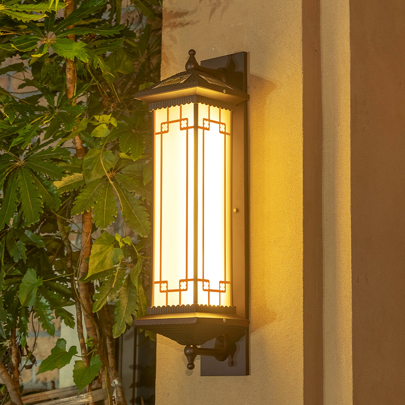 新中式简约窗花太阳能壁灯户外防水庭院灯室外露台别墅楼梯灯家用
