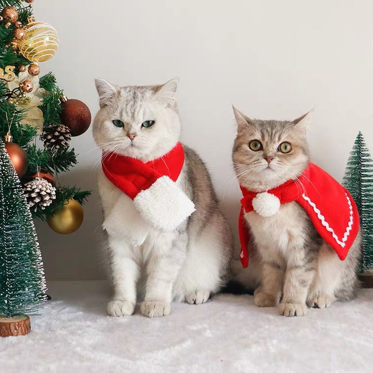 狗狗围巾猫咪帽子围脖饰品冬季保暖头套口水巾宠物圣诞节披风新年