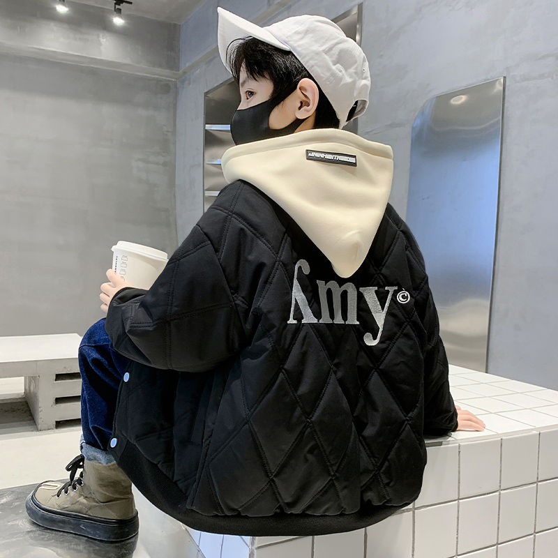 男童夹棉外套秋冬保暖洋气2024新款儿童二棉棉衣男孩夹克韩版网红