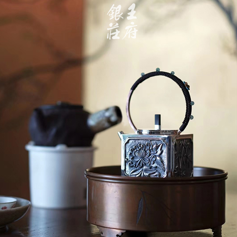 银壶泡茶壶足银999纯手工银器设计款中式高端 家用茶具 故式 君子