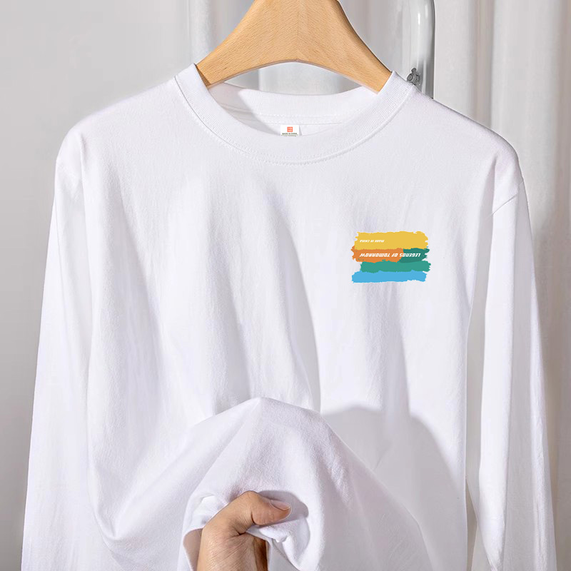 长袖重磅纯棉t恤圆领长T长袖休闲男女士情侣款长袖宽松打底衫男生