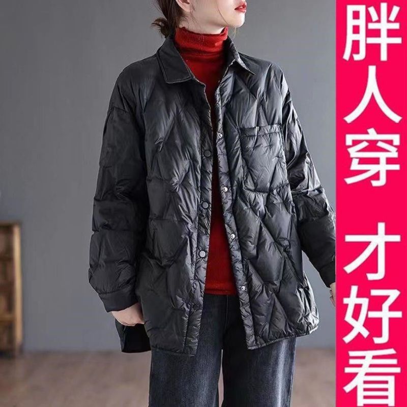 200斤衬衫棉服女2023年秋冬新款宽松显瘦轻薄款上衣女士外套