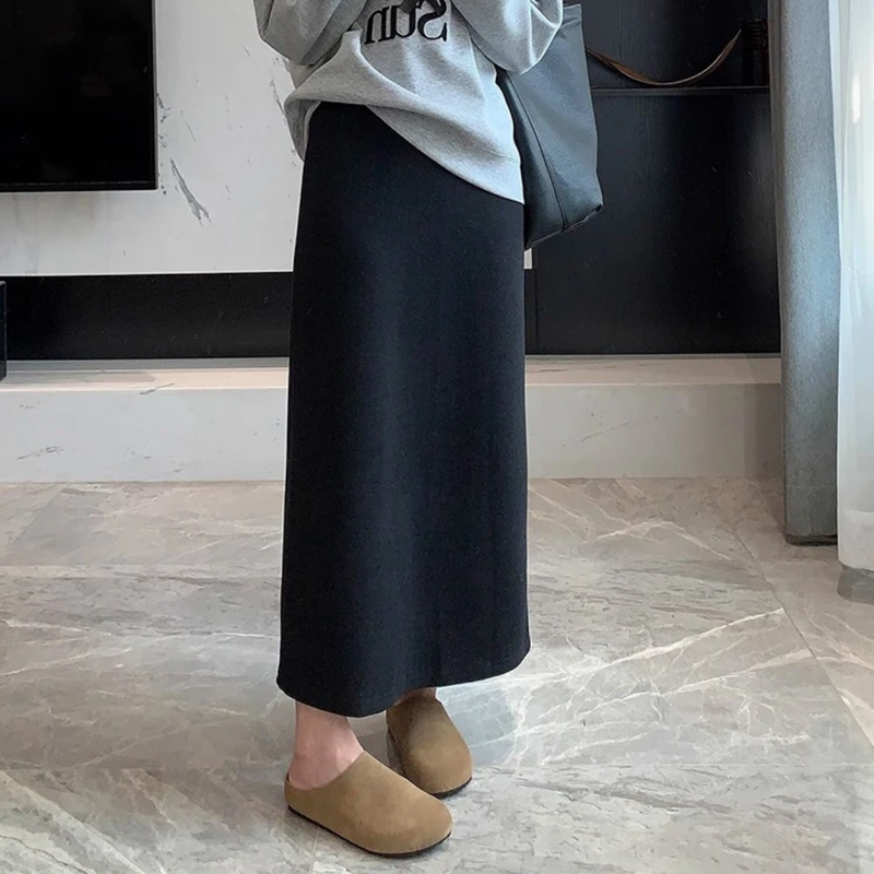 24138【毛呢裙】加厚半身裙高腰显瘦梨形长裙秋冬季新款