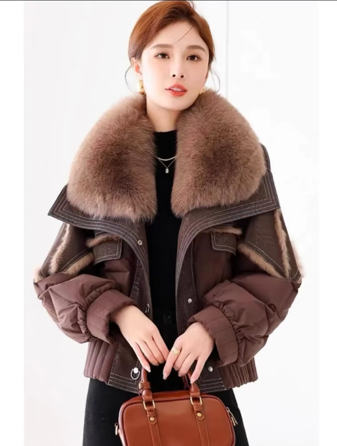 2024新款鹅绒服狐狸毛领可拆卸皮毛一体