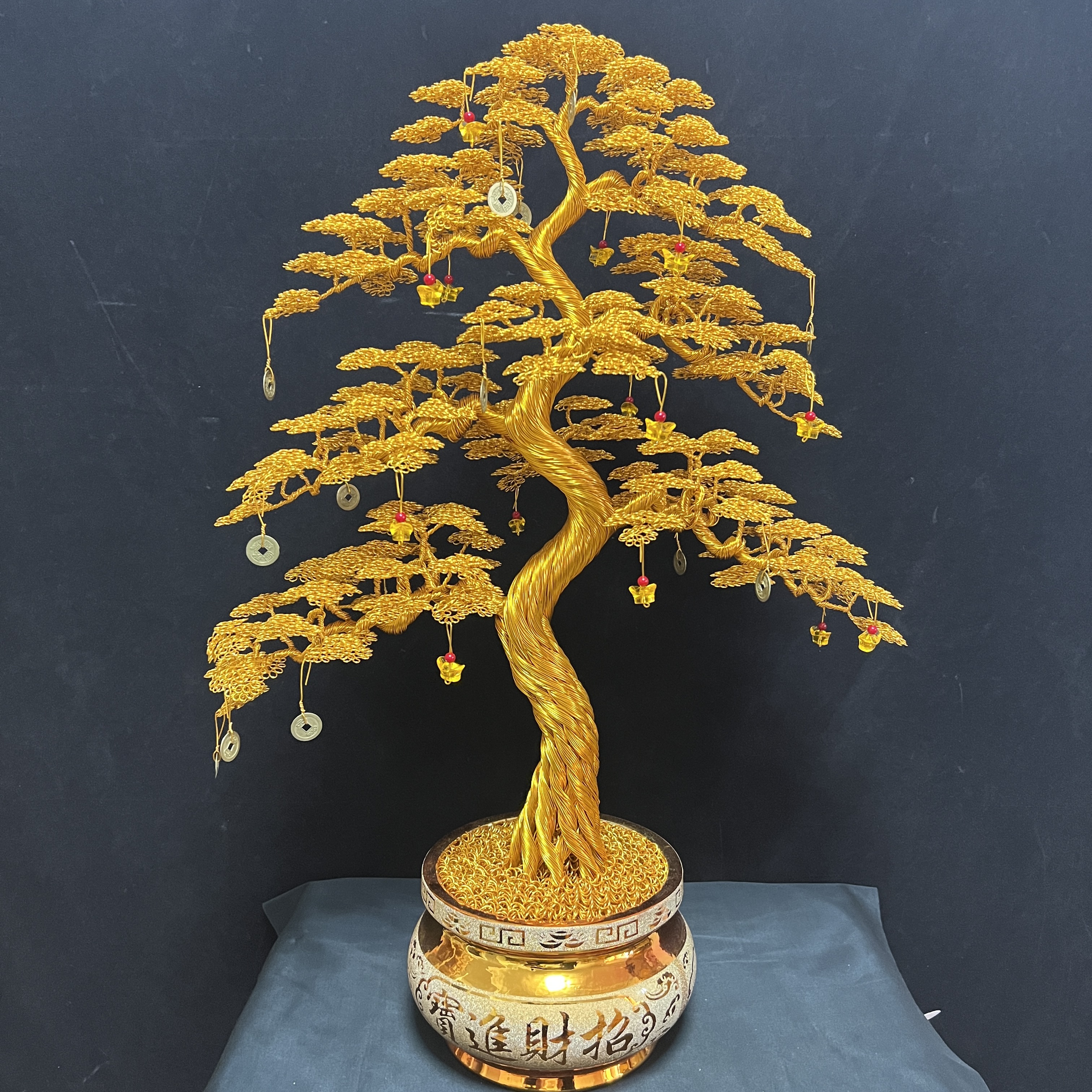 创意发财树工艺品85厘米纯手工摇钱树乔迁开业礼物摆件中式新家