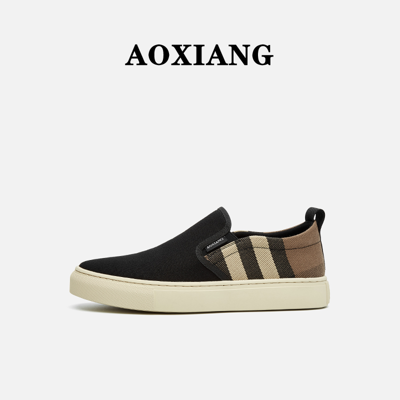 2025秋季新款帆布鞋透气休闲一脚蹬男鞋时尚百搭潮流平底板鞋男