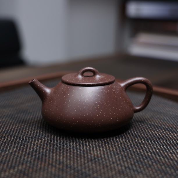 许晟宵 ｜ 铺砂平盖石瓢 全手工制作 紫泥铺砂 200cc