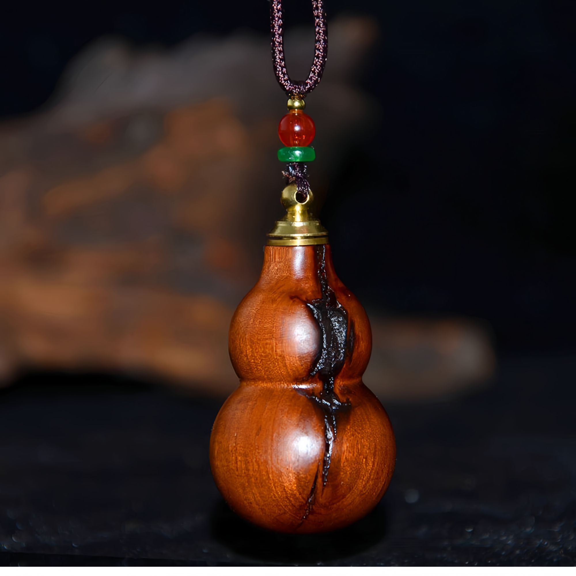 雷击木开口葫芦挂件 空心装砂的项链可打开装东西雷击枣木吊坠