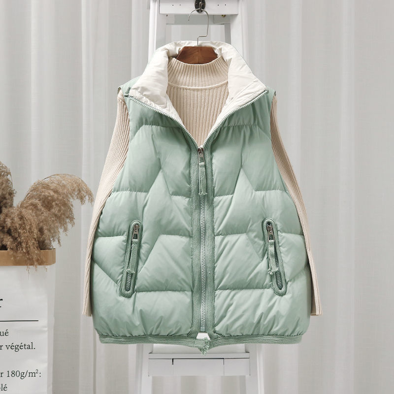 羽绒服马甲女轻薄短款白鸭绒外穿新款冬季时尚背心2023坎肩外套潮