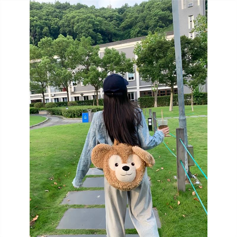 包包女2023新款可爱毛绒大容量双肩包达菲熊通勤单肩包小众斜挎包