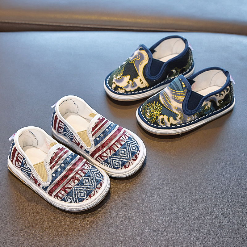 亲子儿童手工布鞋1-7岁老北京千层底男女宝宝学步龙腾民族风秋C20