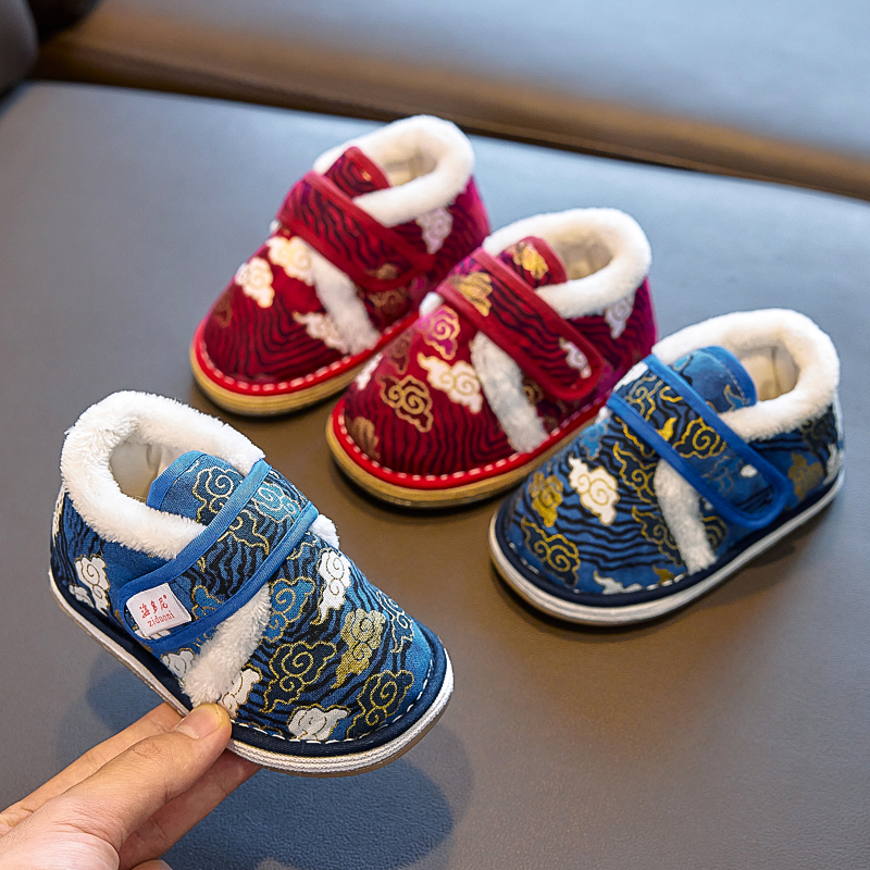 儿童手工棉鞋祥云中式1-5一周岁2鞋子加厚保暖鞋宝宝棉花冬季M317