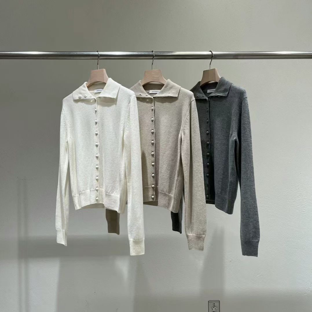 【粉风】东大门statement单排扣针织衫