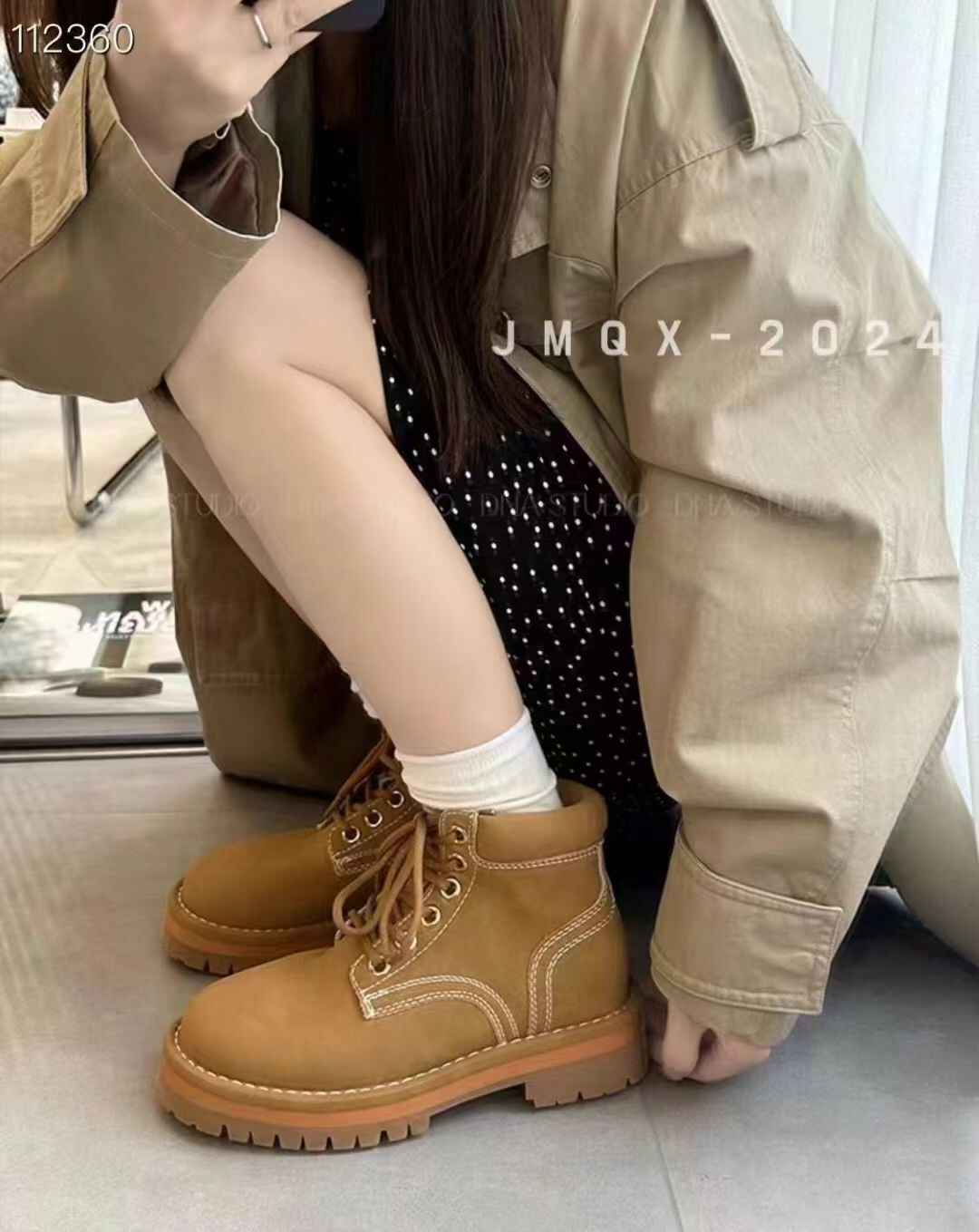 真皮英伦风马丁靴女短靴百搭厚底工装靴6660