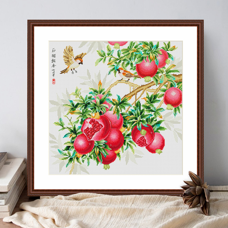 春天十字绣2025新款时来运转石榴飘香客厅简约现代手工小件