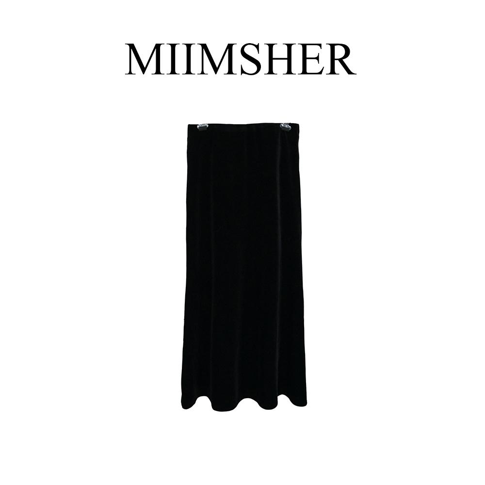 月月-暗夜闪耀丝绒鱼尾半裙法式女2023年新款a字裙MS235017