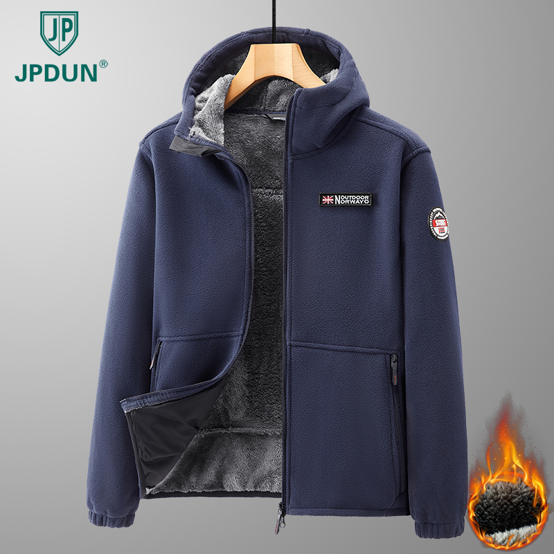 JPDUN秋冬拉链开衫保暖抓绒衣男款户外运动休闲摇粒绒外套