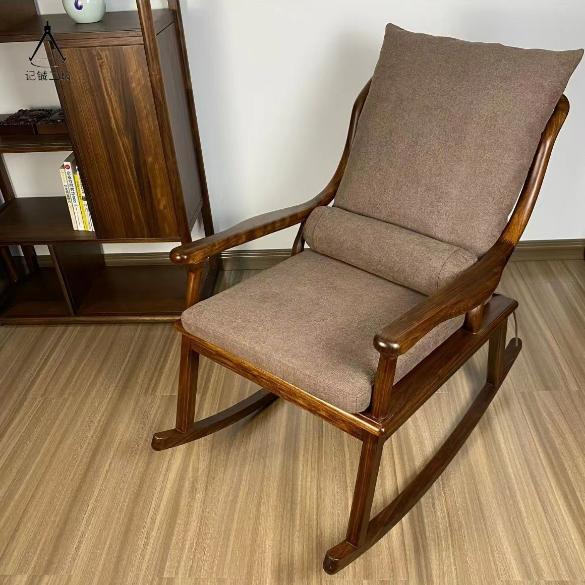 新中式乌金木全实木摇摇挂衣服椅大人摇椅躺椅椅实木摇椅凳椅子