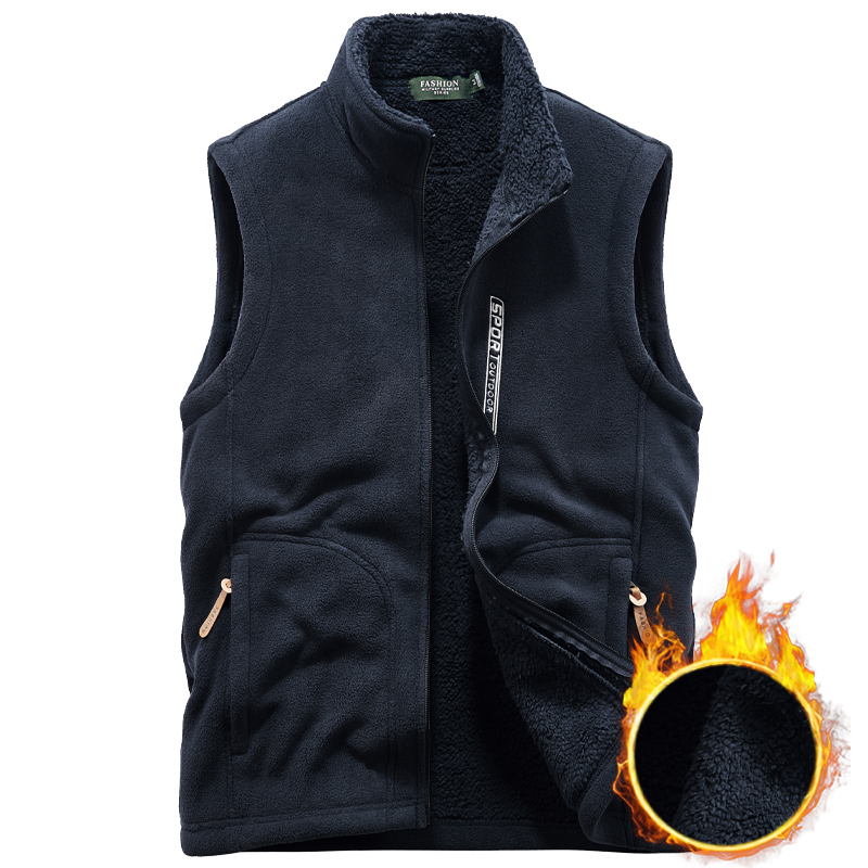 老爷车冬季加绒加厚抓绒衣马甲坎肩男士摇粒绒马夹背心外套男冬装