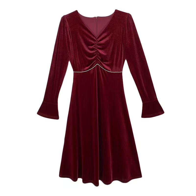 精品女装金丝绒（扣号在此下单)修身优雅气质国风复古优雅连衣裙