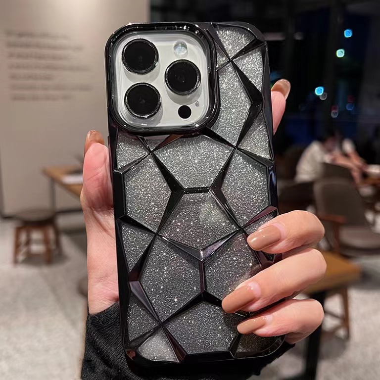 适用苹果15手机壳闪粉水立方iphone14proma渐变13pro硅胶12高级感