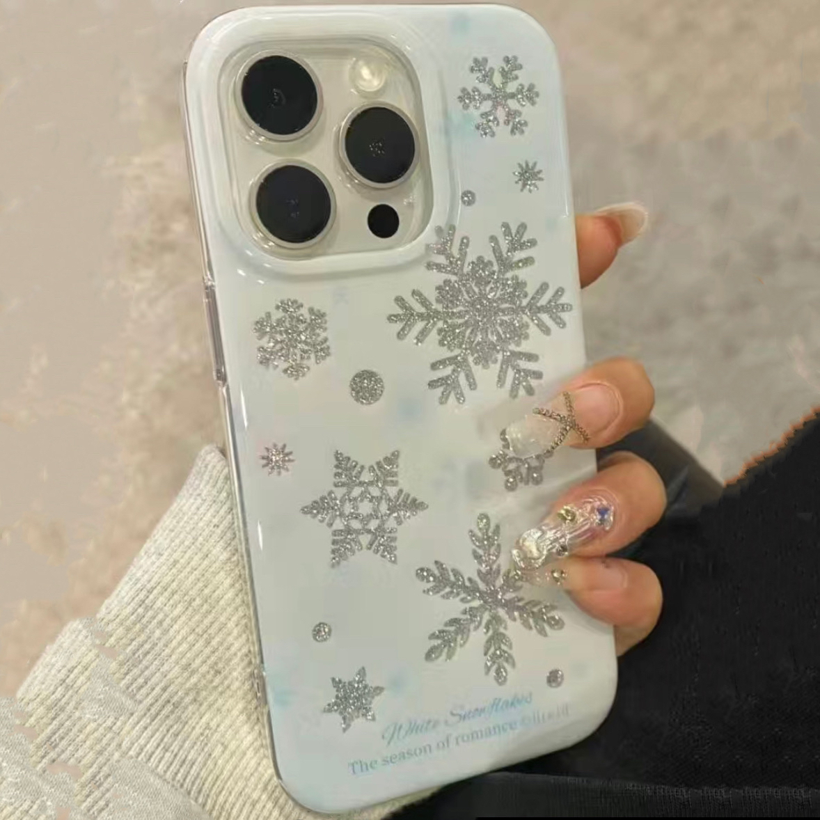 韩风雪花蓝晕染适用15promax苹果14新款iPhone13手机壳12女11全包