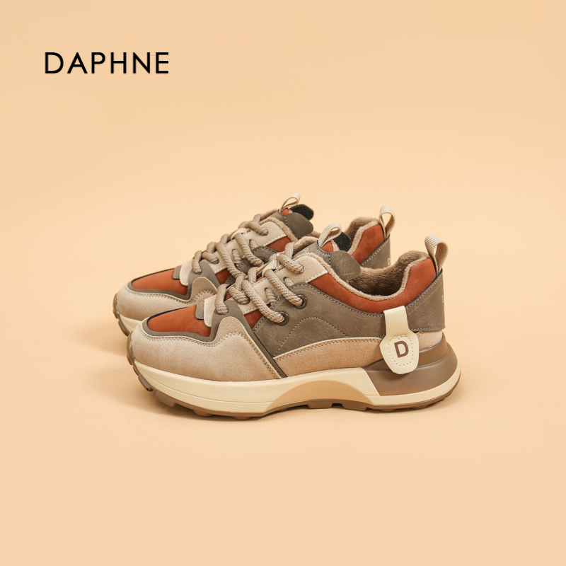 Daphne/达芙妮女鞋厚底老爹鞋新款加绒百搭跑步阿甘鞋休闲运动鞋