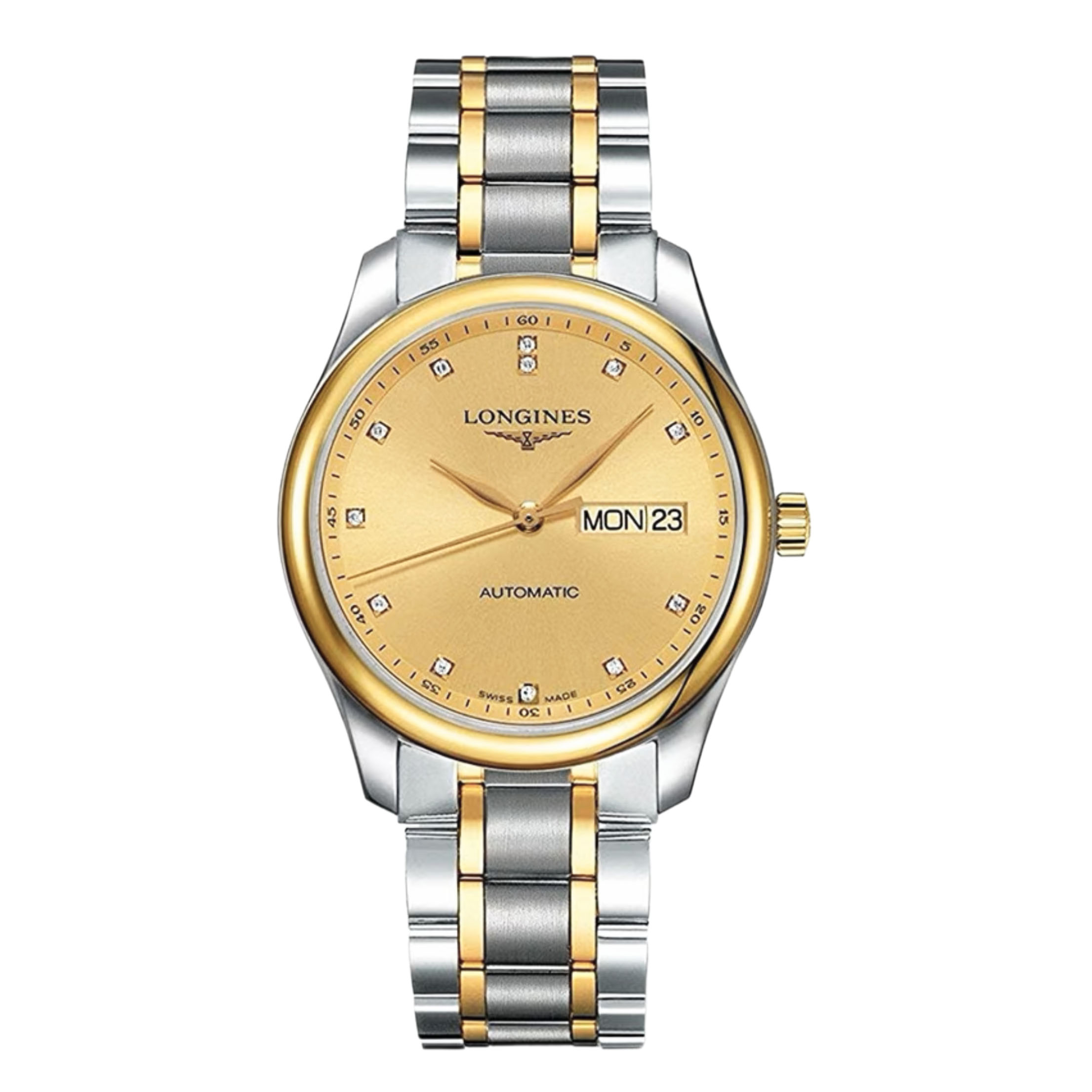 99新 Longines/浪琴 华/名匠755金盘钻双历皮/表径38.5mm/经典