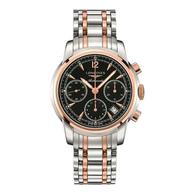 99新 Longines/浪琴 华/索伊米亚753黑盘玫瑰金/39表径