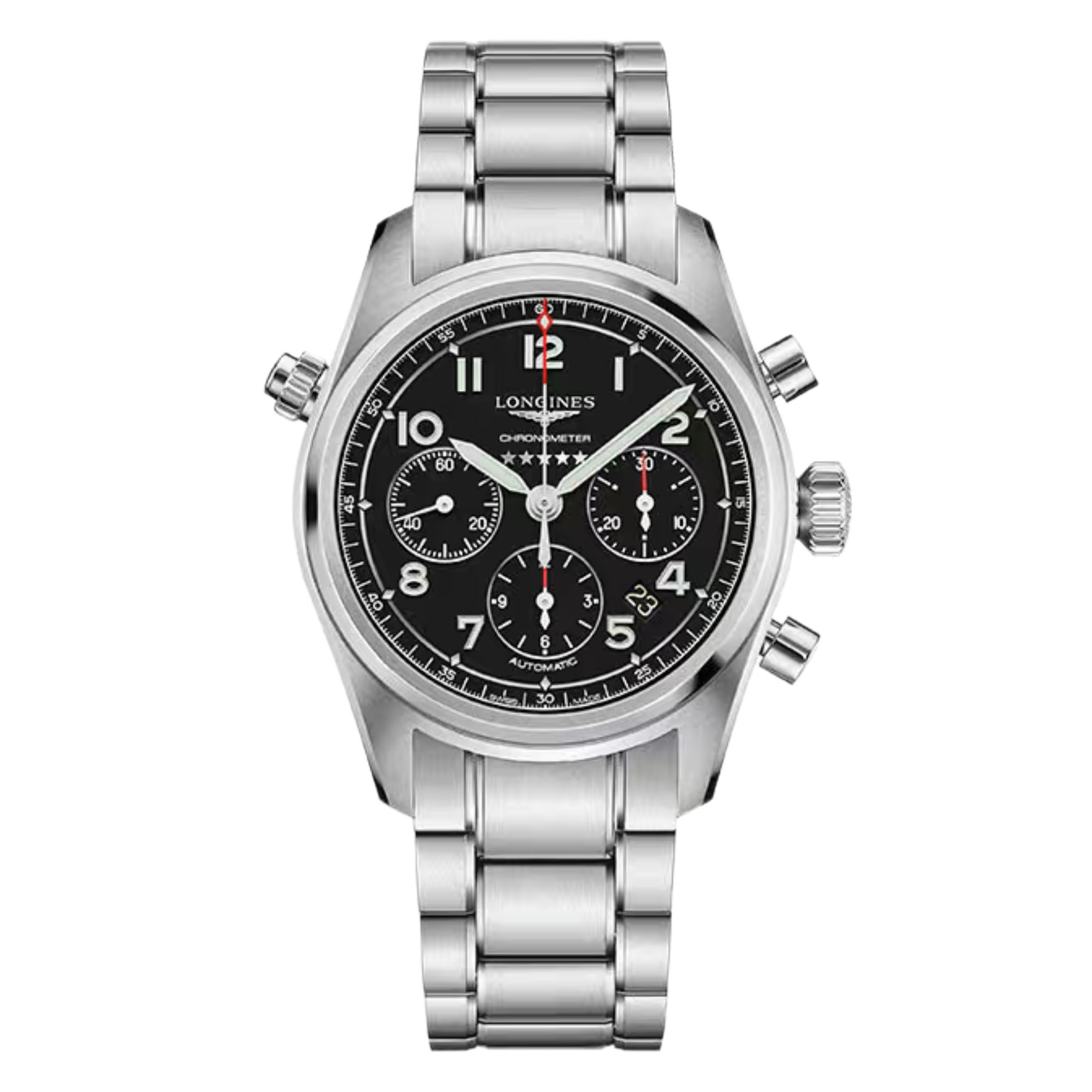 99新 Longines/浪琴 华/先行者820三眼黑/表径42mm/夜光男