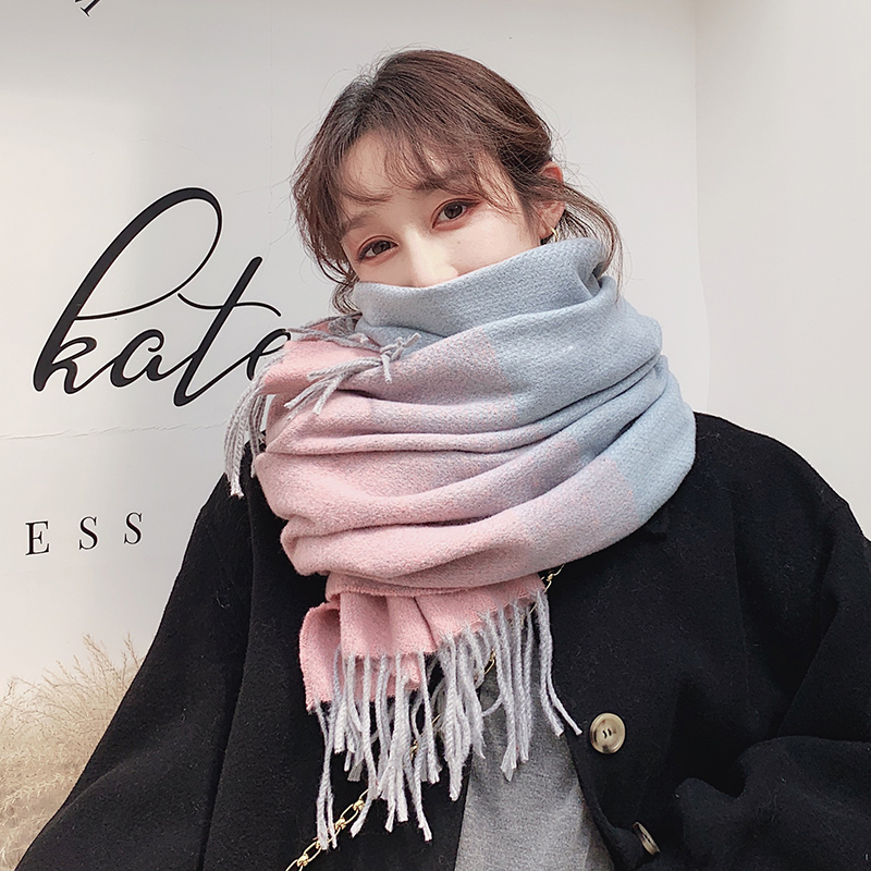 围巾韩版女百搭冬ins少女学生长围脖加厚保暖拼色披肩冬季百搭潮