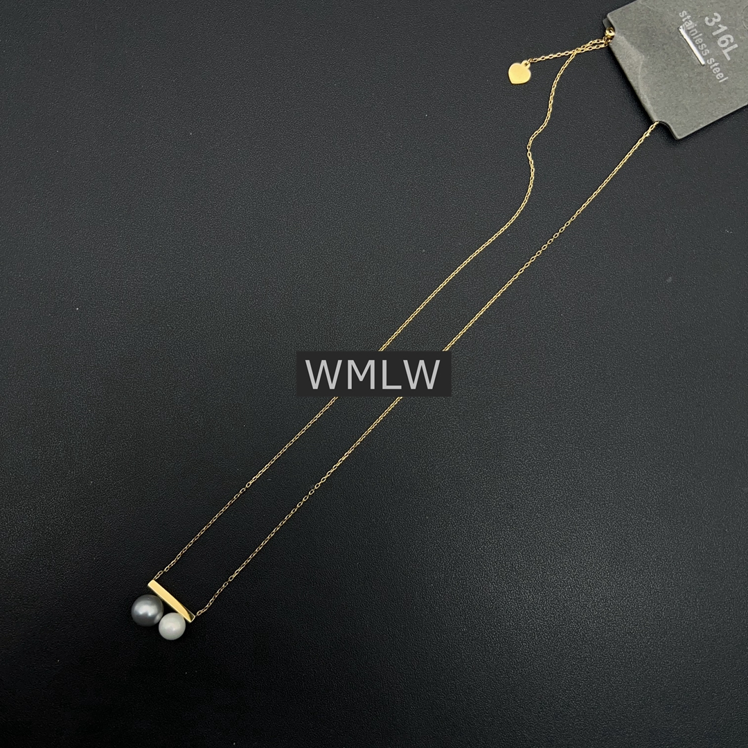 钛钢项链 5077金色潮牌设计新款不掉色吊坠黄色素款K533