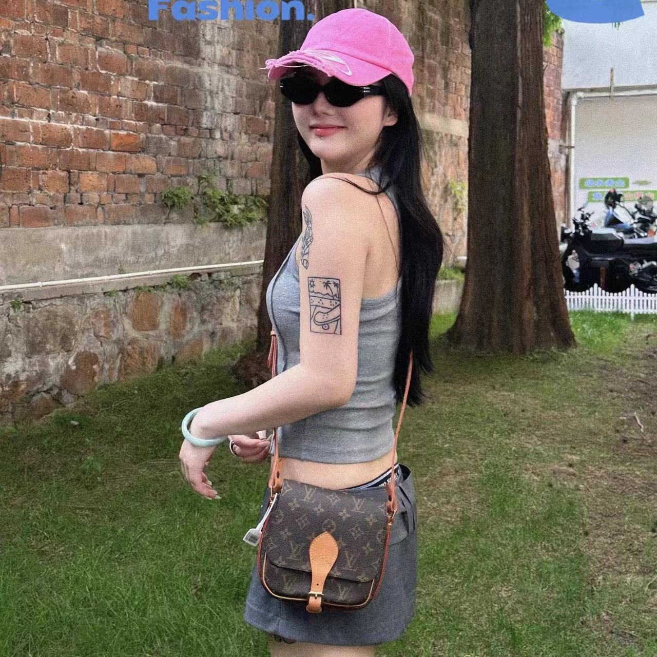 95新 LouisVuitton/路易威登 lv老花马鞍单肩斜挎包