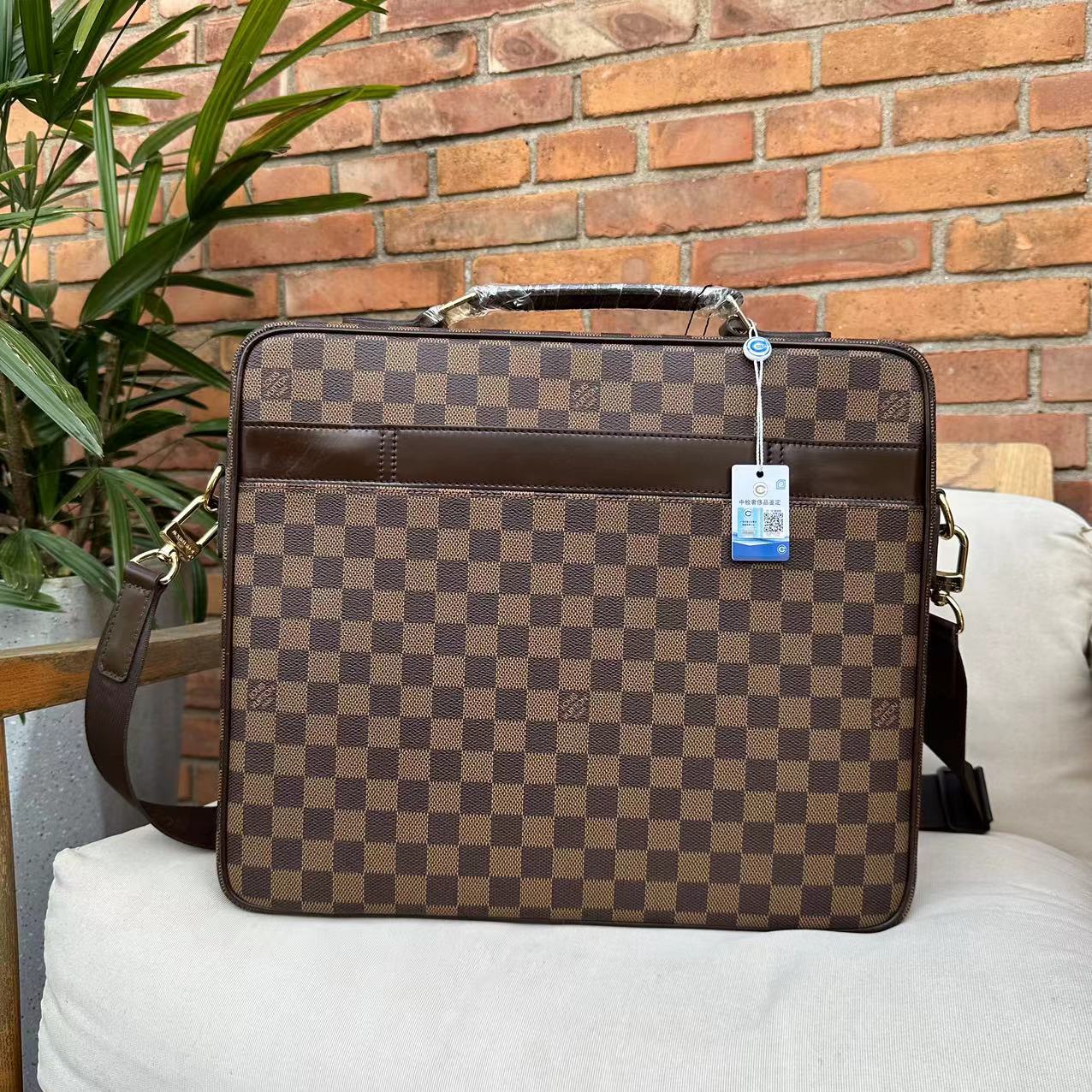 95新 LouisVuitton/路易威登 LV棕棋盘格公文包